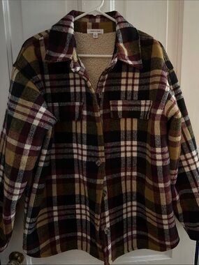 Stitch & Pine Teddy-Lined Plaid Shacket